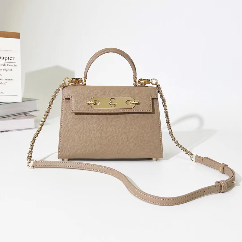 Solid Shape Real Leather Satchel Bag LH3574_5 Colors