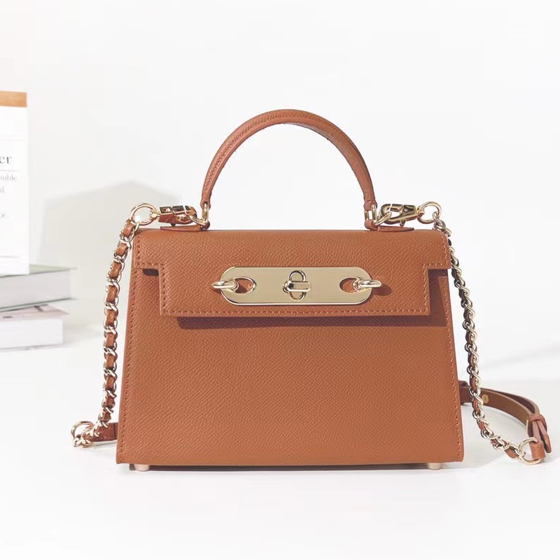 Solid Shape Real Leather Satchel Bag LH3574_5 Colors