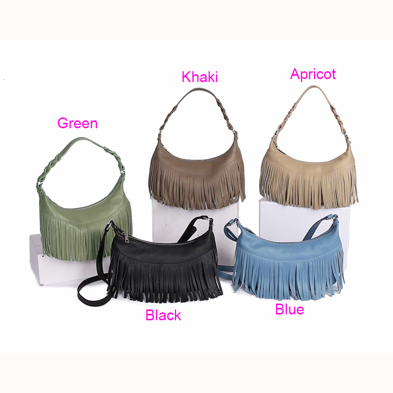 Tassels Women Leather Handbags Soft Tote Bag LH3647_5 Colors