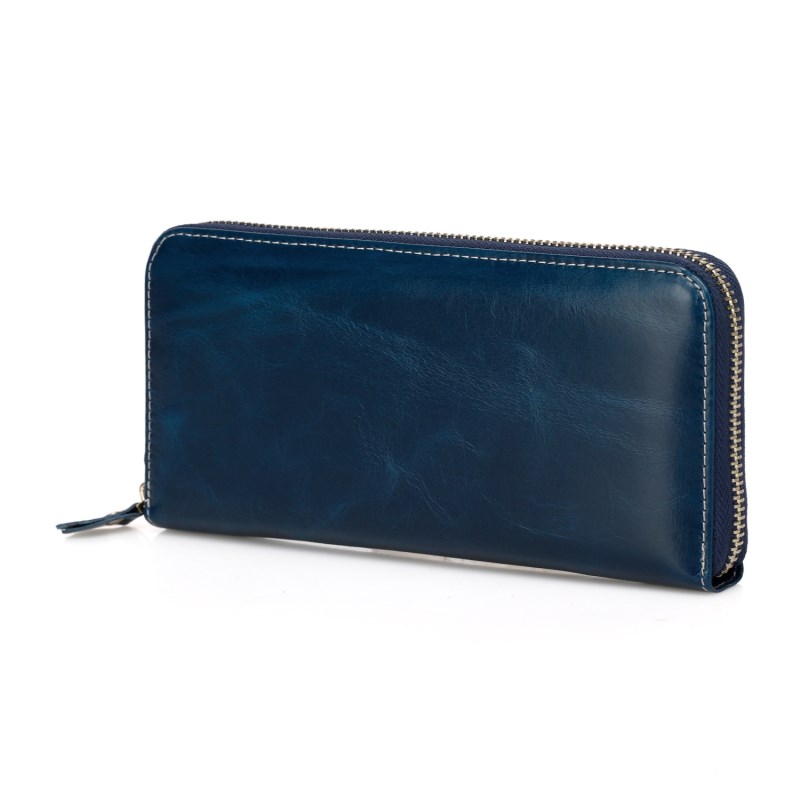 Trixie Navy Blue Distress Leather Wallet LH1087