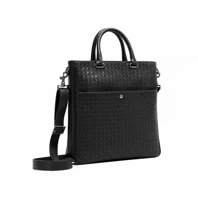 Woven Sheepskin Leather Tote Bag Brifcase LH3355