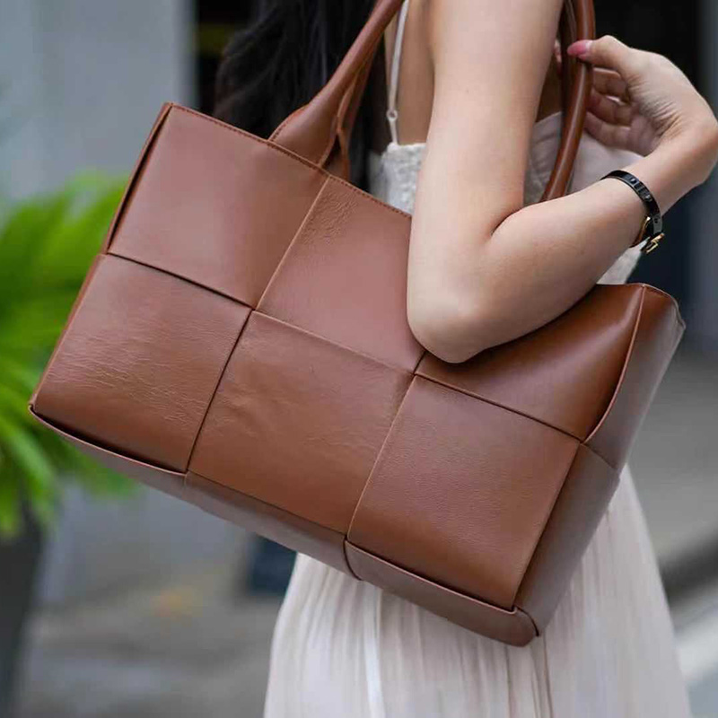 Woven Sheepskin Leather Tote Organizer Bag LH3250_9 Colors