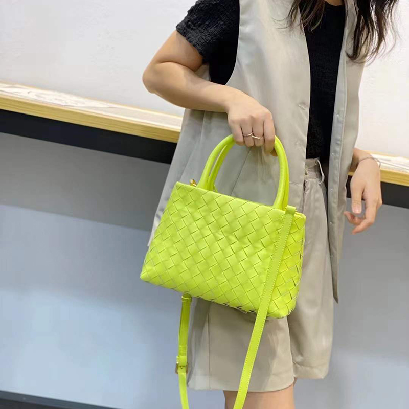 Woven Sheepskin Leather Tote Top Handle Bag LH3249_8 Colors