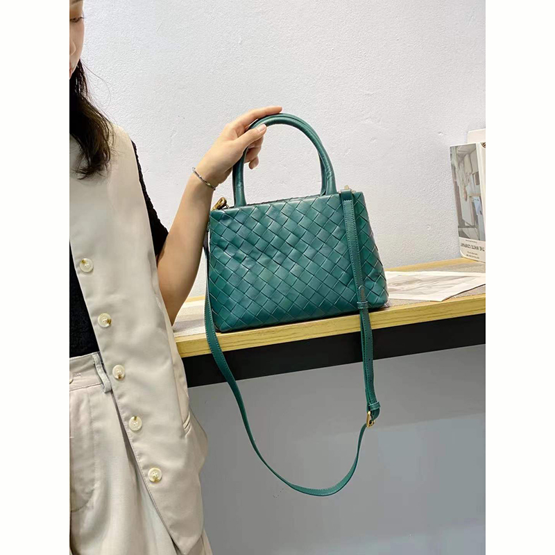Woven Sheepskin Leather Tote Top Handle Bag LH3249_8 Colors