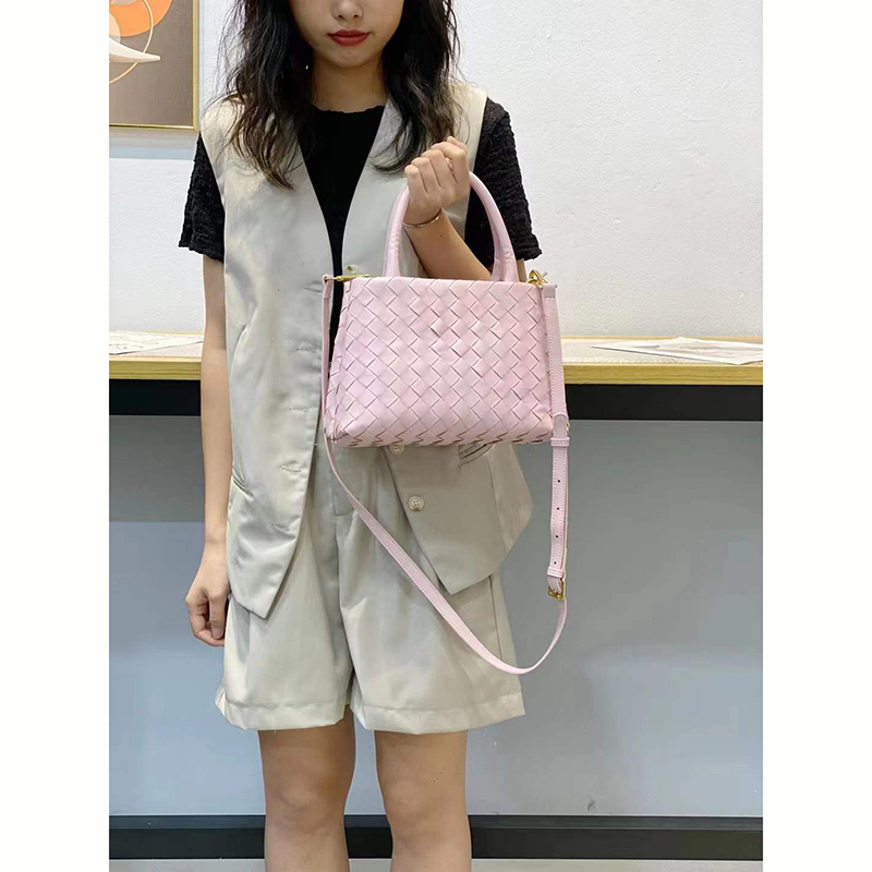 Woven Sheepskin Leather Tote Top Handle Bag LH3249_8 Colors