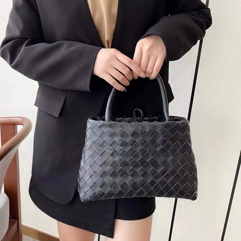 Woven Sheepskin Leather Tote Top Handle Bag LH3249_8 Colors