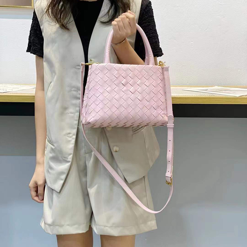 Woven Sheepskin Leather Tote Top Handle Bag LH3249_8 Colors