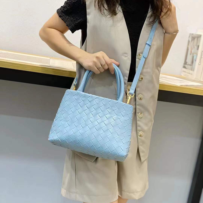 Woven Sheepskin Leather Tote Top Handle Bag LH3249_8 Colors