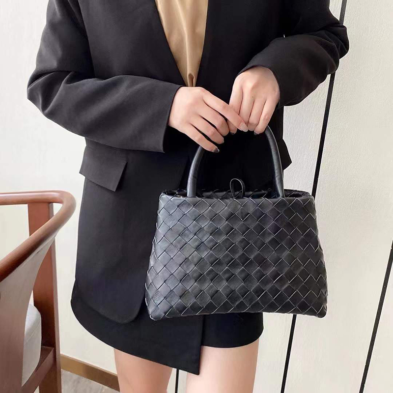 Woven Sheepskin Leather Tote Top Handle Bag LH3249_8 Colors