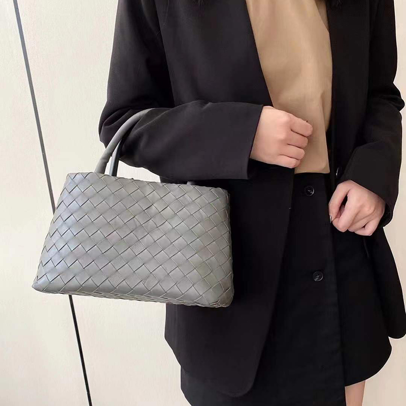 Woven Sheepskin Leather Tote Top Handle Bag LH3249_8 Colors
